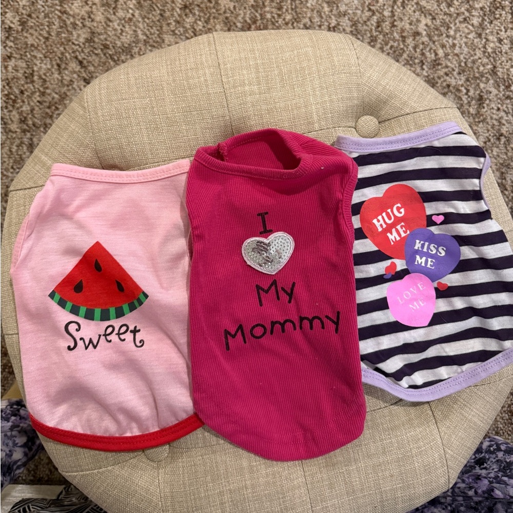 Lot 5 has three very cute small pet shirts